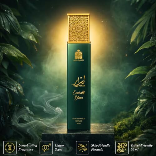 Image of Adilqadri Asrar Emerald Bloom 50ml Perfume for Men & Women - Non-Alcoholic Citrus, Floral, Oud & Amber Fragrance - Long Lasting Fresh Green Scent