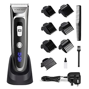 Hair Clipper Set Cordless, Electric Hair Trimmer Rechargeable Waterproof Mens Grooming Kit Hair Cutting Machine with LED Display Ceramic Blade Hair Shaver Beard Trimmer 2 in1 for Men Kids Barbers