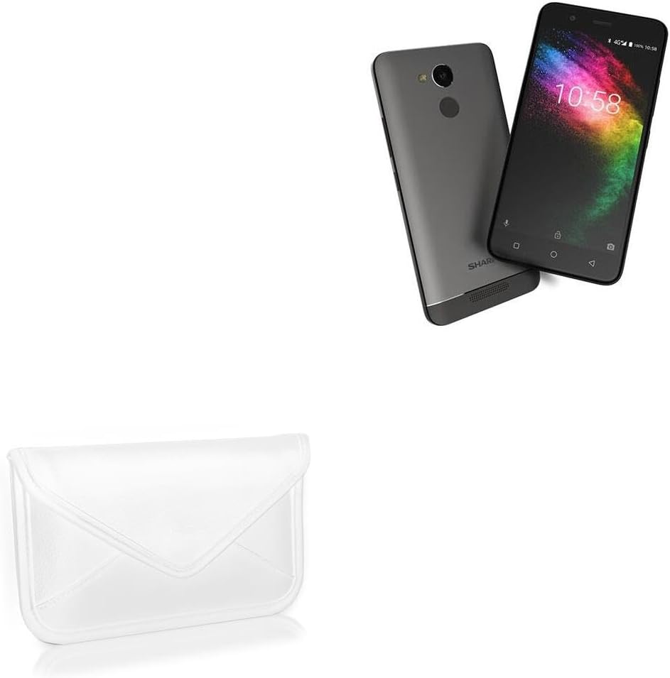 BoxWave Case Compatible with Sharp Pi - Elite Leather Messenger Pouch, Synthetic Leather Cover Case Envelope Design - Ivory White