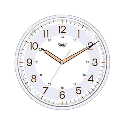 Image of Ajanta 12 Inches Silent Sweep Radium Analog Wall Clock - Night Glow, White Dial - 30x30 cm (P. White)