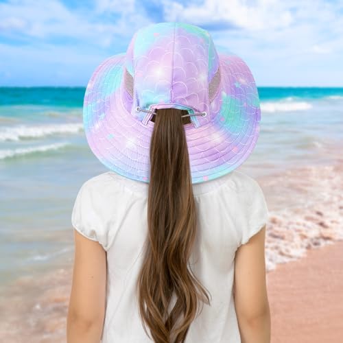 Image of Kids Sun Hat for Toddler Girls Unicorn Bucket Hats UV Protection Summer Hat for Kids Wide Brim Fishing Hat 2-8 Years