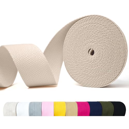 ZEHLDUX Cotton Webbing 1.5 Inch - 5 Yards Durable Canvas Straps for Sewing & DIY Crafts | Soft Poly Cotton Webbing for Tote Handles Pet Collars Cloth Belts & Home Decor (Ivory)
