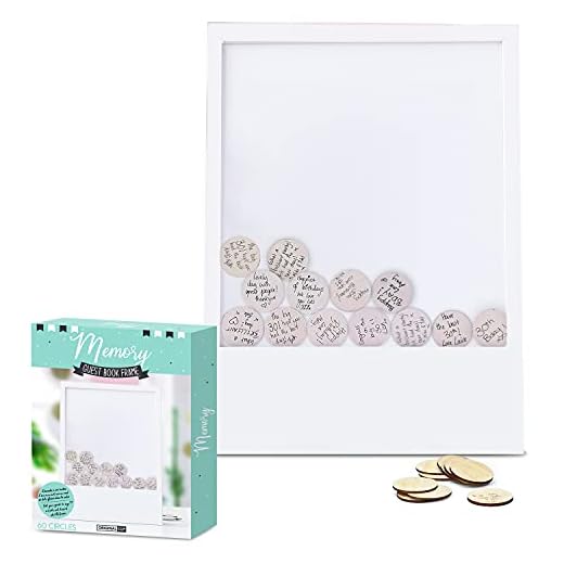 Marco de Madera para Recuerdos | Libro de Visitas | Boda | Cumpleaños | Evento | Viaje | Regalo | Decoración | 60 Anillos de Madera para Sus Mensajes | 42x32cm | OriginalCup®