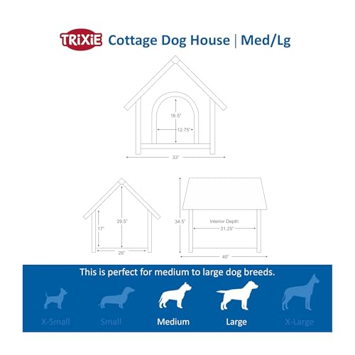 TRIXIE wetterfestes und frei justierbares Hundehaus 'natura Hundehütte Cottage Satteldach, M–L: 83 × 87 × 101 cm, braun'- 39532