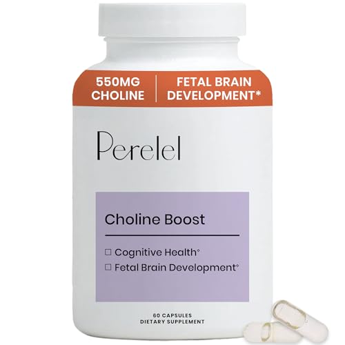 Perelel Women’s Choline Boost, Supports Baby’s Cognitive Function Throughout Pregnancy & Early Childhood, Choline Supplement for Prenatal, Postpartum & Breastfeeding, Gluten Free, Non GMO, 60 Capsules