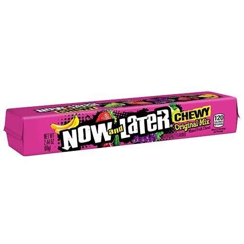 Now and Later Chewy Original Mix - Masticables de frutas mixtas - Barra de 2.44 onzas - Caja de 24