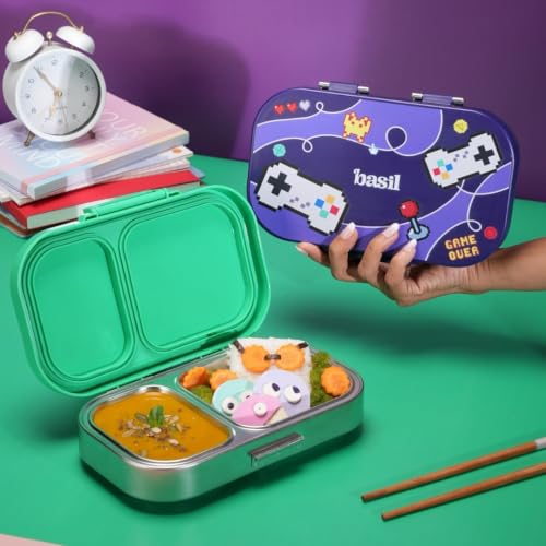 Image of Basil Bento Ace 2C Steel Lunch Box - Pixel Rush