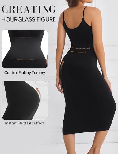Full Slip for Under Dresses Summer Bodycon Dress for Women Sleeveless Casual Party Shapewear Slip Midi Body Shaper Dress2