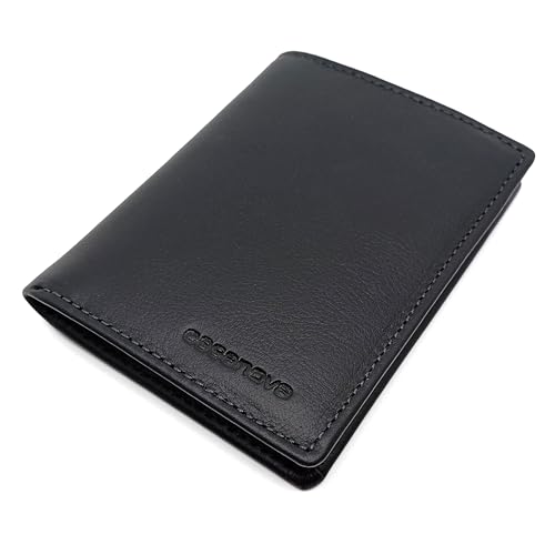 C CASANOVA Mini Cartera Tarjetero Hombre Piel   Hecho a Mano   RFID   10058 Negro