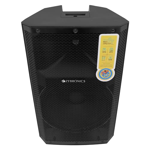 Image of ZEBRONICS Epic Plus Party DJ Speaker, 480 Watts, Supports Bluetooth, USB, SD, AUX, Dual UHF Wireless MIC, Karaoke & Recording Function, Wired Mic Input & Controls, Black
