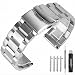 Solid Stainless Steel Watch Strap Metal Band Bracelet 18mm with Double Push Button Buckle - Silver