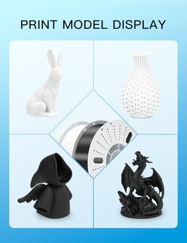 Image of PINBALL PLA+ 3D Printer Filament 1.75mm, Black & White 3D Printing Filament, PLA Plus Filament Dimensional Accuracy + /- 0.02mm, Suitable for Most FDM 3D Printers, 8 KG 4 White+4 Black