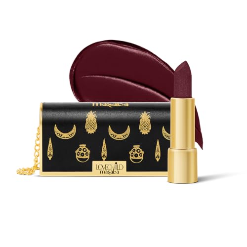 Image of LoveChild Masaba inchThe Batua inch Lipstick, Barfi Wine (Wine) Rich Satin Finish Lipstick with Built-in Mirror, Hydrating, Nourishing Formula with Jojoba Oil, 4g