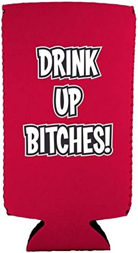 Drink Up Bitches Slim Can Coolie (Hot Pink, 1)