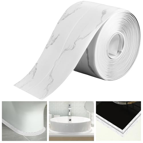 Frienda Marble Caulk Tape 10.5' x 1.5'' Waterproof Self Adhesive, PE