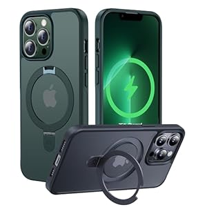 CASEKOO Designed for iPhone 13 Pro Case with Magnetic Invisible Stand [Military Drop Protection] [Compatible with MagSafe] Shockproof Slim Translucent Matte Case 6.1 Inch 2021, Green