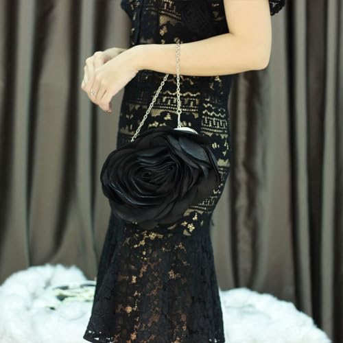 Mini Women Rose Clutch Bags Evening Handbag with Detachable Chain for Wedding Party - Image 6