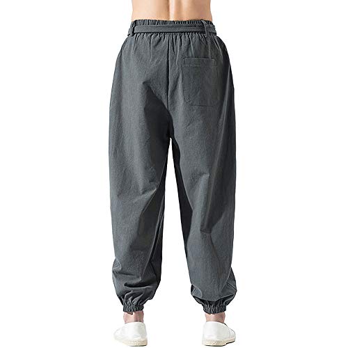 HAORUN Men Chinese Style Kung Fu Pants Tai Chi Loose Trousers Linen Casual Retro Wide Leg2