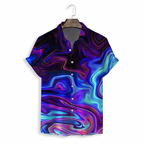 Chemise hawaïenne anti-transpiration bleu abstrait pour hommes