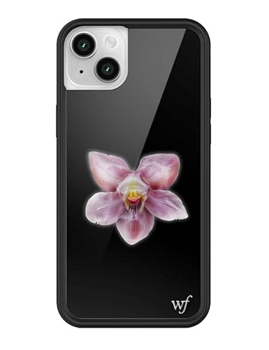 Wildflower Cases - Compatible with iPhone 13/14 | Protective Black Bumper, 6.5ft Drop Test Certified, Women Owned Small Business | Floral, Black, Purple, Minimalist, Cute, Trendy | Orchid