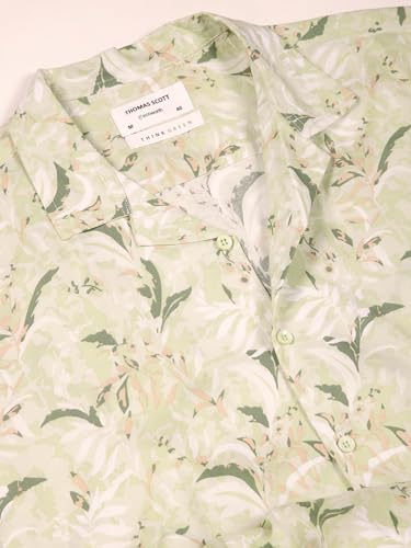 Image of Thomas Scott Men's | Floral | Half Sleeve | Slim Fit | Cotton Rayon | Cuban Collar | Casual Shirt