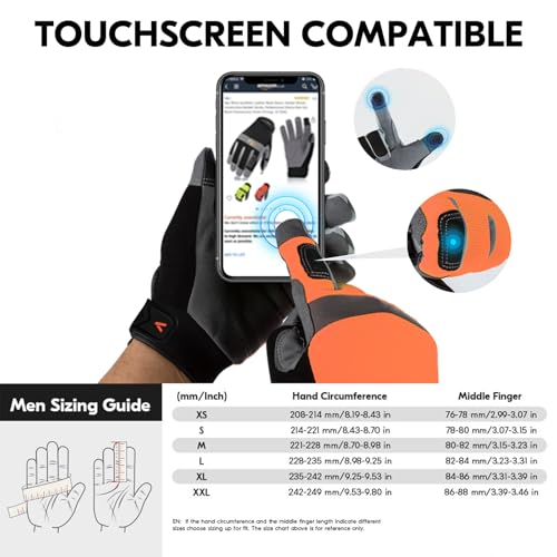 Foto von Vgo... 3 Paar Herren Sicherheitshandschuhe, Touchscreen, Praktische Arbeitshandschuhe für Gartenarbeit, Lager und leichte Mechanikerarbeiten (3 Paar, Größe XL, Orange, SL7584)