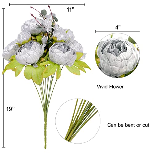 Floralsecret Artificial Silk Peony Bouquet Flowers Arrangement Room Decor Vintage Wedding Centerpiece Silver #TOP6