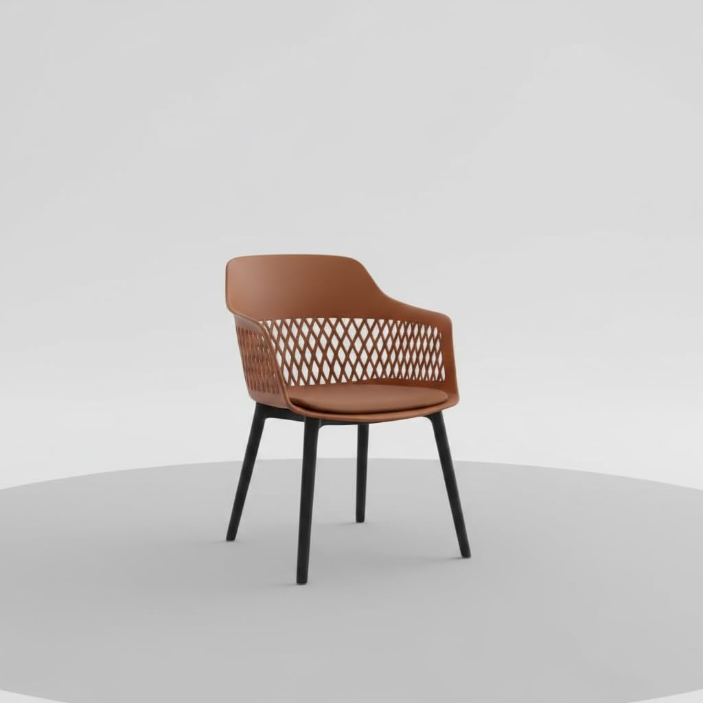 Finch Fox Olive ABS Plastic with Cushion Living Room Cafetreia Dining Armchair for Home & Kitchen, Bedroom, Cafeteria, Waiting, Lobby, Garden Area, Indoor & Outdoor Chair in (Brown & Black Color)-image-34