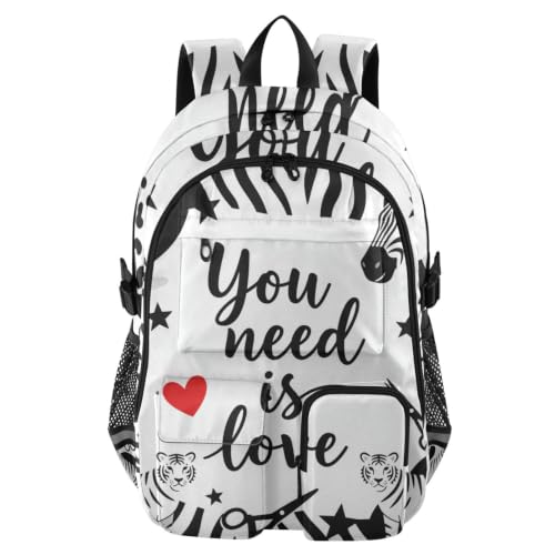Mochilas de viaje de cebra y corazones de 44.5 cm para estudiantes