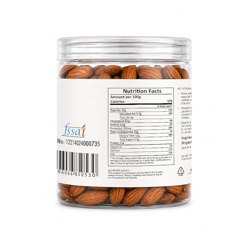 Image of Natureland Organics Almonds 250 Gm, Healthy Organic Dry Fruits