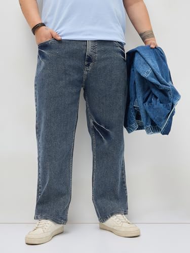 Image of Urbano Plus Men's Regular Fit Heavy Washed Denim Jeans Stretchable