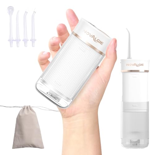 Novalgie Travel Water Flosser Portable, Mini Cordless Oral Irrigator with Telescopic 180ML Tank 3...