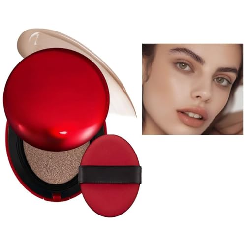 Red Cushion Foundation Light Texture, Semi-Matte Finish 72-Hour Wear Buildable Coverage Sun Protection, Waterproof, Clear Makeup Red+Shell+Air Focuses on Keeping The Coverage Great