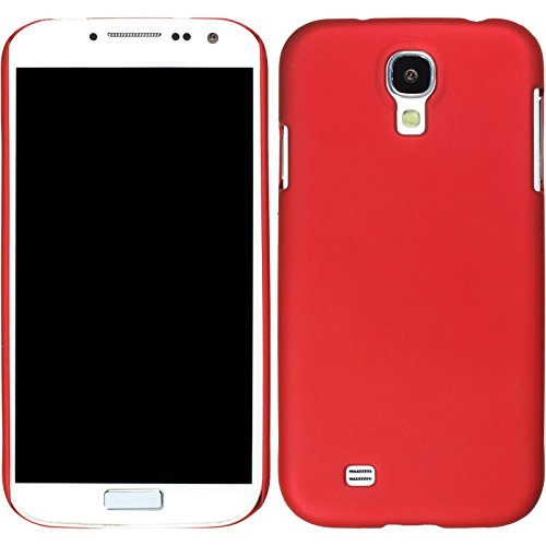 PhoneNatic Case kompatibel mit Samsung Galaxy S4 - Hülle rot gummiert Hard-case + 2 Schutzfolien