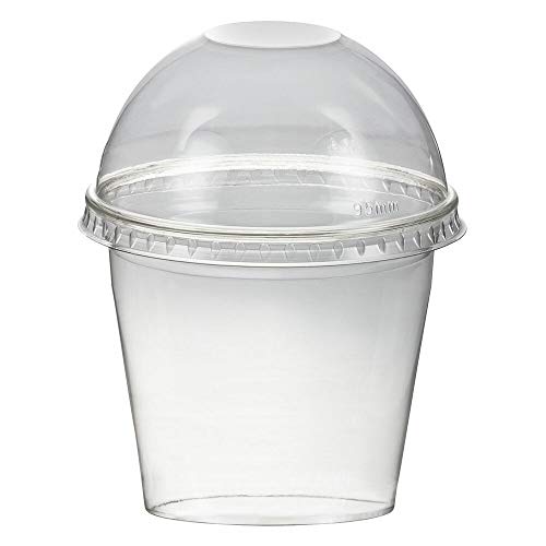 1-PACK Smoothiesbecher Dessertbecher + Domdeckel 250 ml Ø95mm, PET, glasklar, 50 Stück Cover