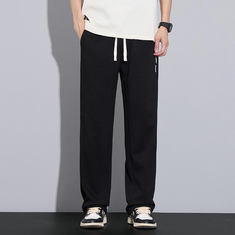 Men's Spring Summer Straight Slimming Versatile Loose Drape Drawstring Casual Pants2