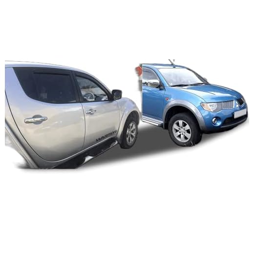 4x Deflectores de Aire Mitsubishi L200 de doble cabina de 4 puertas 2005-2014 Derivabrisas ajuste interior protección sol lluvia nieve viento