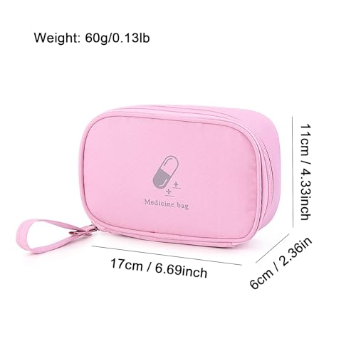 Image of Small Empty First Aid Bag with Handle, Mini First Aid Kit Travel Bag Zippered Medical Storage Bag Portable for Home Outdoor Travel Camping Hiking, Pink