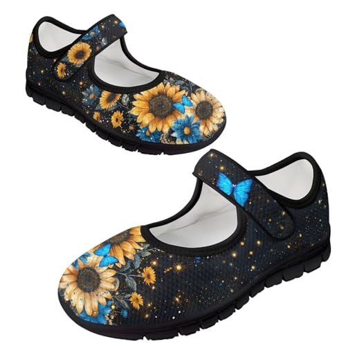 Jeiento Yellow Sunflower Mary Jane Shoes Women Slip on Ballet Flat Dressy Round Toe Flats Shoes3