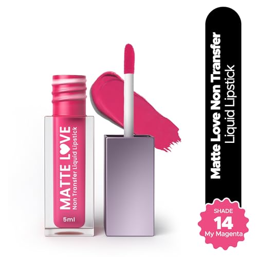 Image of Hilary Rhoda Matte Love Non Transfer Liquid Lipstick | Lightweight & Matte Finish | Waterproof Lipstick for Women | Long Lasting & Non-Drying Lipstick | 5ml (My Magenta - Shade 14)