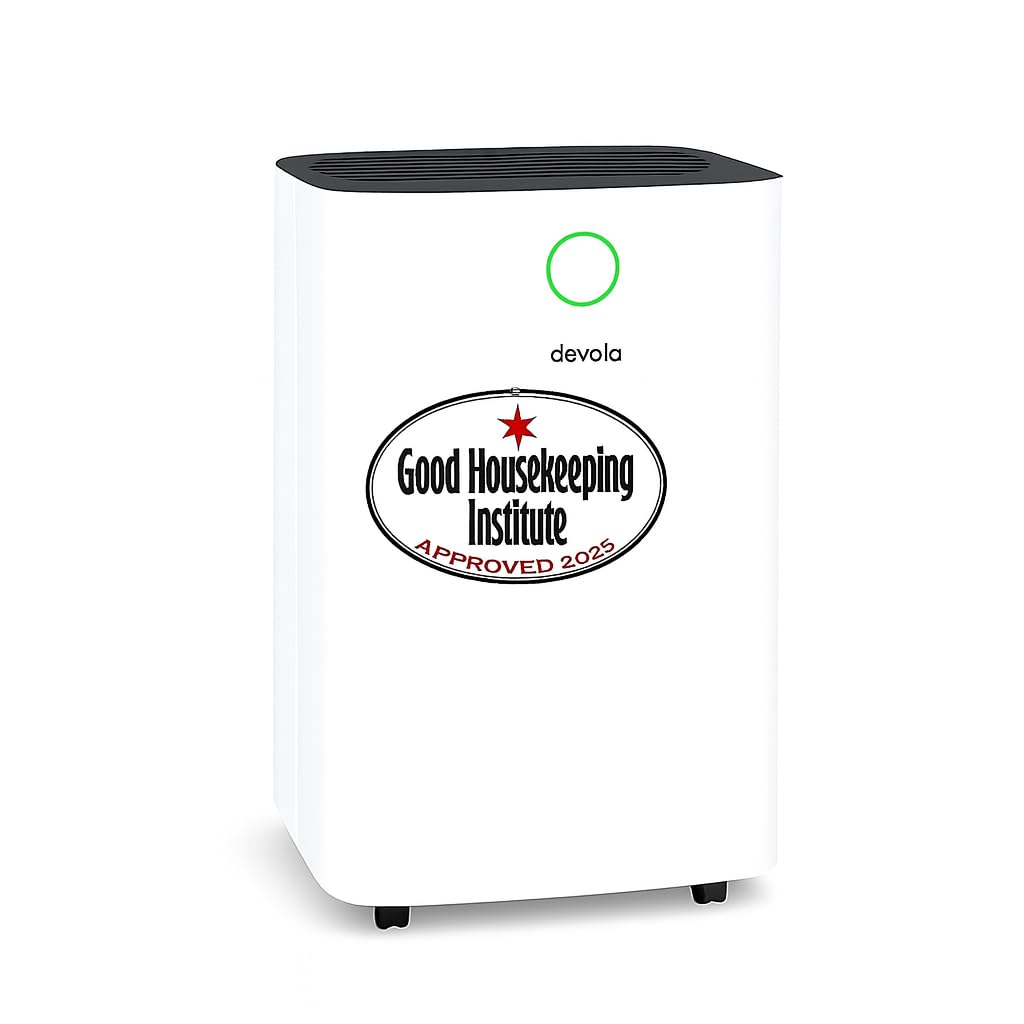 Devola12L/day Low Energy Dehumidifier, Quiet & Energy Efficient (costs less than 5p per hour) Dehumidifiers for Home, Laundry Drying Dehumidifier, Dust Filter