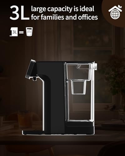 ZACHVO Instant Hot Water Dispenser KEI906 – 2600W One Cup Hot Water Dispenser, Energy-Efficient, Adjustable Temperature & Volume, Child Lock, 3L Tank, BRITA Filter Compatible (Filter Included) - Image 2