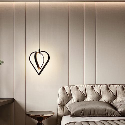 Plafonnier géométrique coeur en métal noir avec source LED 18W haut de gamme