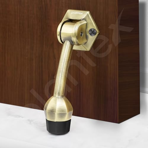 Image of Plantex Door Stopper for Main Door /5-Inch Stopper with Rubber Grip /Stoppers for Wooden Door /Stops for Door - Pack of 1 (Brass Antique)