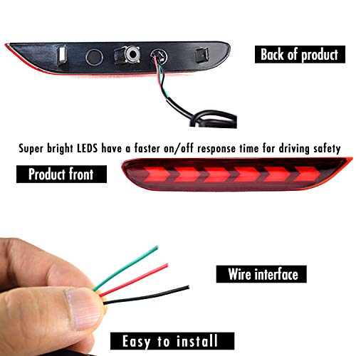 Pgone Red Led Rear Bumper Reflectors Fog Brake Tail Light Lamps Accessories Kit For Nissan Altima Sedan,Rogue,Rogue Sport,Infiniti Q50 Q70 Etc #TOP2