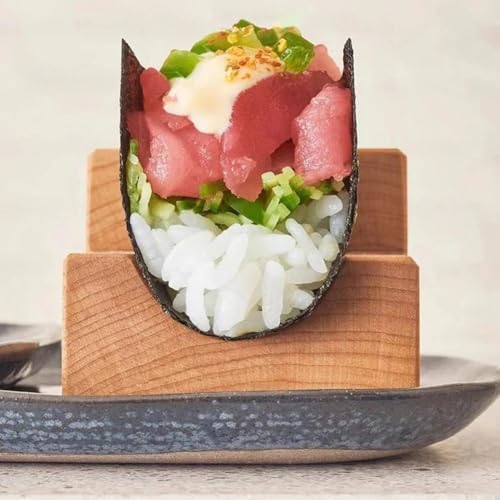 Support de collation en bois pour tacos et assiette de sushi