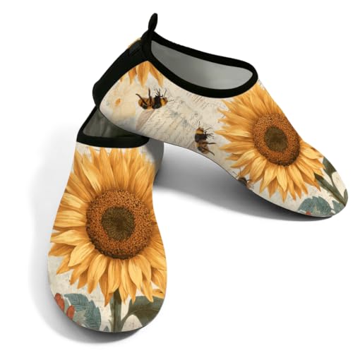 Zapatos acuáticos unisex con estampado vintage de girasoles para piscina