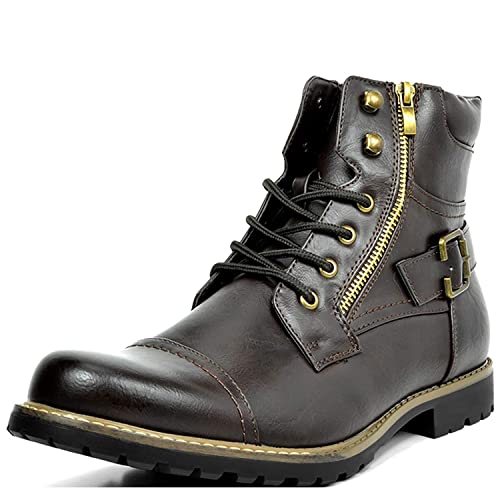 Men's Shoes Boots Metal Double Zipper, Motorcycle Fashion Men's mid-Cut Boots4