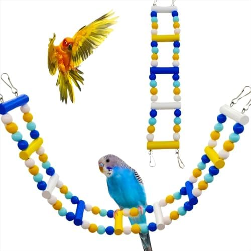 Bird Ladder Bridge for Cages: Which 5 Options Stand Out? 6 XLpeixin Bird Ladder Bridge Birdcage Ladder for Parrots,Wooden Parakeet Ladders for Cage with Colorful Accessories for Cockatiels and Other Small Birds, Bird Climbing Toys(14 Ladders)