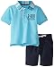 Tommy Hilfiger Baby Boys' Pique Polo with Dennis Short Set, Serenity Blue, 18 Months